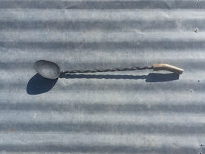 Handmade steel BBQ spoon with twist design