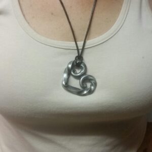 Hand forged stainless steel heart pendant